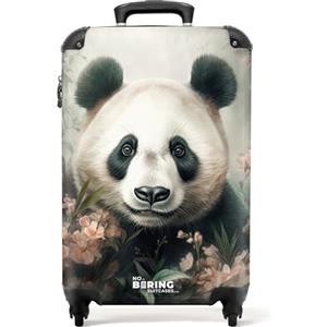 NoBoringSuitcases.com Valigia Bagaglio a Mano, Valigia, Trolley, Trolley Bagaglio a Mano, Valigia 55x40x20, Trolley 55x40x20, Valigia da 10 kg, Trolley Bagaglio a Mano 55x40x20 cm (Panda - Rosa)