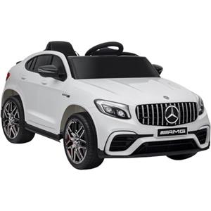 HOMCOM Macchina Elettrica per Bambini 12V Mercedes-Benz AMG GLC63S COUPE, Auto Elettrica per Bambini 3-5 Anni, Velocità 3-5km/h, con Cintura di Sicurezza, Telecomando e USB per Musica MP3, Bianco