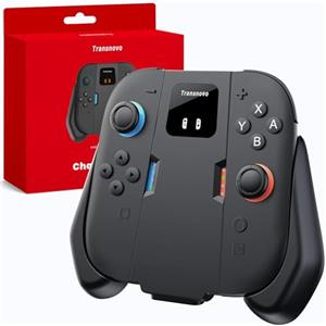 Transnovo Interruttore 2 Impugnatura di Ricarica Compatibile con Nintendo Switch 2 Joycons (2025), Impugnatura Controller Magnetico con Cavo Usb C e Indicatore Led,Controller Ergonomico Set Accessorio