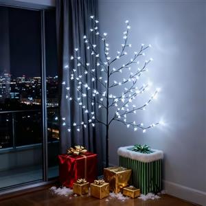 CCLIFE Albero luminoso a LED, 150 cm, 150 LED, decorazione con funzione memoria, decorazione natalizia per interni ed esterni, fiori di ciliegio, bianco freddo, IP44, albero a LED
