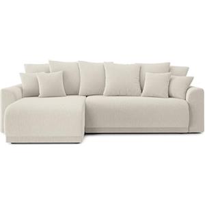 BAÏTA Divano angolare Nova convertibile e reversibile in velluto a coste beige a 4 posti con contenitore