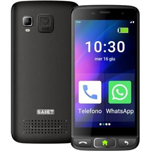 SAIET - Cellulare Smart Senior STS502 - Telefono Per Anziani 4G e Bluetooth -Tasti e Lettere Grandi - Smartphone con Whatsapp e SOS - Cover in Silicone Inclusa - Nero