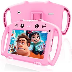 VESWWE Tablet per Bambini 7 Pollici Android Tablet Bambini con WiFi Quad Core 32GB ROM Controlli Parentali Applicazioni Educative 3 a 12 anni Ragazza Ragazzo (Rosa)