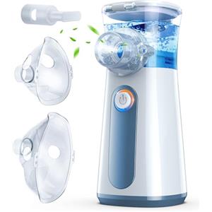 Mioduro Aerosol Portatile Silenzioso 2 Maschere E Boccaglio Macchina Aerosol Adulti e Bambini che Efficace per Alleviare la Respirazione USB-C Ricaricabile (Grigio)