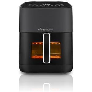 Ufesa Parrot, Friggitrice ad Aria Doppia Resistenza con Vapore, 6 L, 1800 W, 10 Programmi Preimpostati, Finestra e Luce Interna, Ricettario Incluso