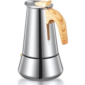 Yabano Moka, caffettiera da 6 tazze in acciaio inox per piano cottura a induzione, caffettiera italiana da 350 ml, per fornelli a gas ed elettrici, caffettiera resistente per casa e campeggio