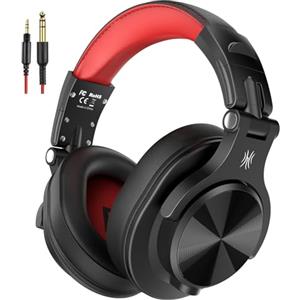 OneOdio A71 Hi-Res Cuffie Cablate Over Ear, Cuffie Musica con Audio Stereo e Shareport, Jack da 3,5 mm e 6,35 mm, Studio Registrazione, Monitoraggio Professionale e Mixaggio Cuffie Pieghevoli, Rosso