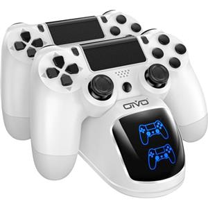 OIVO Caricatore Controller per Sony PS4, Stazione di Ricarica Controller PS 4 con Chip di Ricarica di 1,8 ore, Stazione Controllori per PS4/Pro/Slim, Bianco