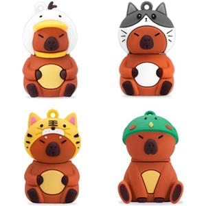 leizhan 4 * 16GB USB Flash Drive Computer External Storage Cute Capybara Design Famiglia Studente Amico Regalo