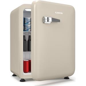 Klarstein Audrey Evo 68L - Minifrigo Rétro, Silenzioso: 40 dB, Termostato Meccanico, Sportello Reversibile, Mini Frigo da Camera & Ufficio, Design Vintage, Crema