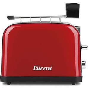 Girmi TP5602 Tostapane, 850 W, Acciaio Inox, Rosso