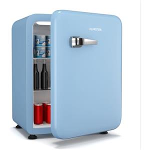 Klarstein Audrey Evo 68L - Minifrigo Rétro, Silenzioso: 40 dB, Termostato Meccanico, Sportello Reversibile, Mini Frigo da Camera & Ufficio, Blu