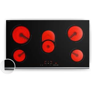 Klarstein Verosteel Piani Cottura in Vetroceramica - 90 cm, 5 Zone, 8400 W, Touch Slider, Timer & Blocco Bambini, Design Minimal, Superficie Facile da Pulire, Piano Cottura Elettrico