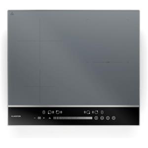 Klarstein DualTone Hybrid Piano a Induzione - 4 Zone, 7200W, Flex Zone, Controllo a Scorrimento, Funzione Booster & Keep Warm, Telaio in Alluminio, Display a LED Bianco, 60cm Argento