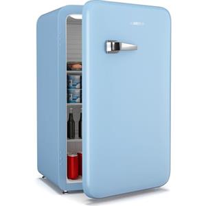 Klarstein Audrey Evo 112L - Frigorifero Piccolo, Design Rétro, Silenzioso: 40 dB, Termostato Meccanico, Sportello Reversibile, Mini Frigo da Camera & Ufficio, Blu