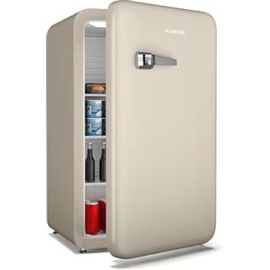 Klarstein Audrey Evo 112L - Frigorifero Rétro, Frigo Monoporta, Compatto, Silenzioso: 40 dB, Sportello Reversibile, Piedini Regolabili, Termostato 0-10 °C, Crema