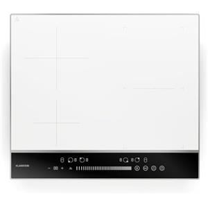 Klarstein DualTone Hybrid Piano a Induzione - 4 Zone, 7200W, Flex Zone, Controllo a Scorrimento, Funzione Booster & Keep Warm, Telaio in Alluminio, Display a LED Bianco, 60cm