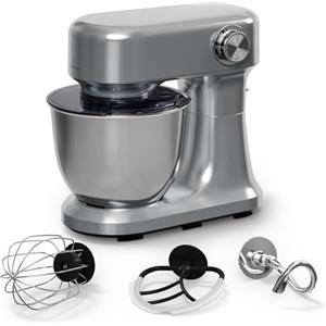 Klarstein Bella Evo Robot da Cucina 1500W - 5L Acciaio Inox, 12 Velocità, Planetaria, Pulse, Gancio Impasto & Frusta, Paraspruzzi - Robot da Cucina Multifunzione, Argento
