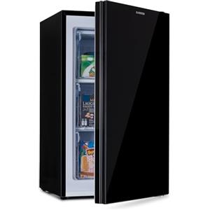 Klarstein Pluto - Congelatore, Frontale in Vetro, 1 Zona di Raffreddamento, Termostato con 5 Livelli, fino a -18 °C, Piedi Regolabili in Altezza, Silenzioso, 60 Litri, Nero