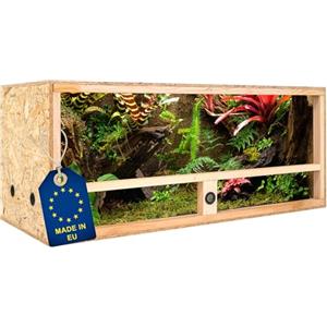 ITA Terrario in legno 120x50x50 cm con ventilazione laterale e igrometro integrato - Terrario in legno OSB-3 - Per rettili, serpenti, anfibi - Prodotto UE, certificato FSC