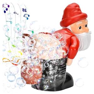 CelestiMingle Macchina per Bolle di Babbo Natale - Giocattolo Elettrico con Luci e Musica, Effetto Scoreggia Divertente, Macchina Automatica per Bollicine per Bambini, Feste e Regali di Natale (A)