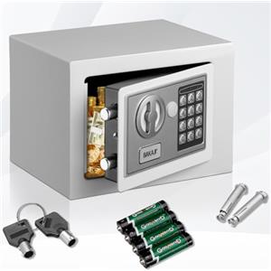 Bakaji Cassaforte a Muro Numerica Digitale 23 x 17 x 17 cm Cassetta di Sicurezza Elettronica da armadio Casa Albergo Hotel Safe + 4 x AA Batterie e Chiavi di Emergenza (Grigio)