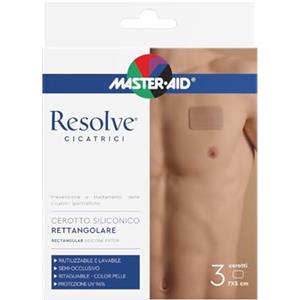 Resolve Master Aid Resolve Cicatrici - Cerotto Siliconico Rettangolare - Prevenzione e Trattamento delle Cicatrici Ipertrofiche - Lavabile e Riutilizzabile - Protezione UV - Made in Italy - 7x5cm - 3 pezzi