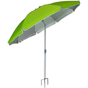 BAKAJI Ombrellone da Mare Spiaggia Giardino 210 cm con Palo in Alluminio Rivestimento Tessuto Anti UV con Tracolla Custodia (Verde 210)