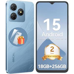OSCAL Flat 2 18GB+256GB/2TB Smartphone Android 15, 6.56" HD+ 90Hz Telefono Cellulare, 5000mAh Telefoni, 13MP+5MP, Octa Core, Smartphone 4G Dual SIM 3 Slot/GPS/Fingerprint/OTG/3.5mm Jack