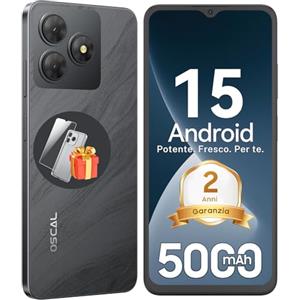 OSCAL 2025 Smartphone Android 15, 12GB +128GB/2TB Telefono Cellulare, 6.52" HD+ 90Hz, 5000mAh Smartphone Offerta, 13MP+5MP, Octa Core, 4G Dual SIM/GPS/Fingerprint/OTG/3.5mm Jack