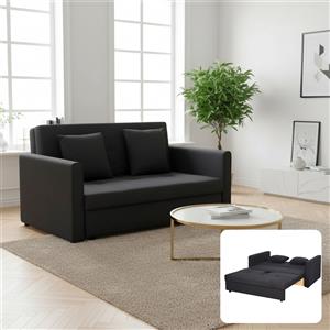 DecHome Divano Letto 2 Posti Rivestimento Policotone Vano Contenitore Salvaspazio Piedini di Supporto Dimensioni 152x101x81 cm colore Grigio Scuro