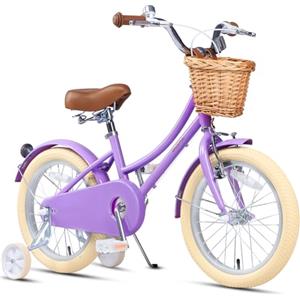Glerc 12 pollici bambini ragazza bicicletta per 3 4 5 anni bambina retrò stile vintage biciclette con cestino ruote di allenamento e campana, pesca