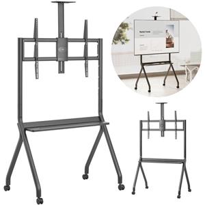 Maclean MC-114 - Supporto TV mobile per schermi 55-100'' fino a 120 kg, VESA 900x600, con ruote chiudibili e accessori professionali