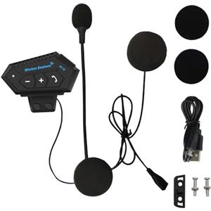 Dinhauyon BT12 Auricolare 5.0 Bluetooth Moto, Accessori Altoparlanti Moto con Sistema Comunicazione Mani Libere e Funzione Riduzione Rumore, Interfono Casco per Sci, Arrampicata, Equitazione, Ciclismo (Nero)