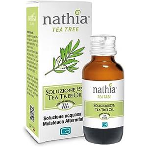 Nathia Igis Tea Tree Oil, Olio essenziale di Melaleuca Alternifolia. Utile per scottature, arrossamenti e irritazioni della cute. Adatta a brufoli da acne. Contro infezioni micotiche. (10 ml)