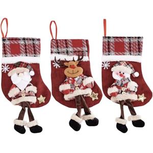 ZYEKIU 3 Pezzi Calza Befana Vuota da Appendere, Calze Befana Personalizzate Tessuti Non Tessuti, Piccole Calze Natalizie per Albero, Camino, Vetrina, Sacchetto di Caramelle