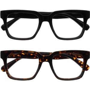 OPULIZE ERA Occhiali luce blu donna e uomo - Occhiali da lettura Antiriflesso Antibagliore - Confezione da 3 - UV400 Occhiali per computer Oversize Rettangolare - Nero / Marrone / Grigio - +2,50