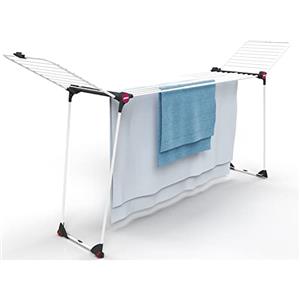 Gimi Dinamik 30 Stendibiancheria Estensibile, Griglia Centrale Telescopica Estensibile, In Acciaio, Bianco, 30 Metri di Stenditura, ‎8 x 56 x 122 cm, 5.5 Kg