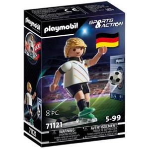 Playmobil Giocatore Nazionale Tedesca - Funzione tiro a una mano, pallone incluso, gabbia per allenamento, compatibile con campo 71120