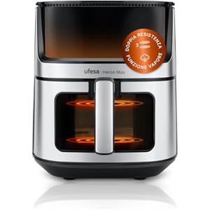 Ufesa Heron Max, Friggitrice ad Aria Doppia Resistenza, Cottura a Vapore, Air fryer 8 Litri, Friggitrice ad Aria con Finestra, Tecnología Air Pulse Ultra 360ºC, 2000 W