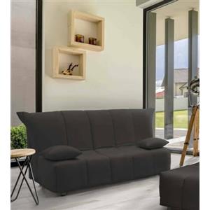 Dmora Talamo Italia - Divano letto 2 posti Alisee, Sofà con apertura a carrello in tessuto imbottito, Cuscini inclusi, 100% Made in Italy, Cm 125x90h85, Grigio
