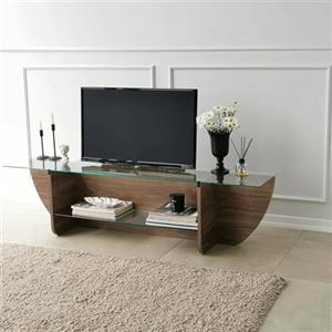 Dmora - Mobile porta TV Heka, Credenza da soggiorno, Armadio basso per TV, Base parete attrezzata, 158x35h40 cm, Noce