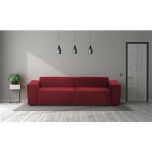 Talamo Italia - Divano fisso 3 posti Simona, Divano componibile lineare, Sofà moderno da soggiorno in tessuto, 100% Made in Italy, Cm 260x95h70, Rosso