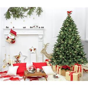 Dmora Albero di Natale 120 cm Stoccolma, Pino Artificiale, Albero Effetto Reale, Alberello Natalizio Extra folto, 89x89 h120 cm, Verde