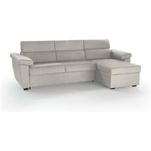 Talamo Italia -Divano letto con penisola Quinzia, Sofà angolare trasformabile per salotto, imbottito, sfoderabile, Qualità 100% Made in Italy, 285x160 h100 cm, Beige