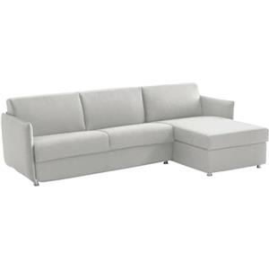 Talamo Italia Divano Fisso con penisola Ubalda, Sofà angolare per Salotto, Imbottito, sfoderabile, qualità 100% Made in Italy, 260x160 h90 cm, Grigio Chiaro