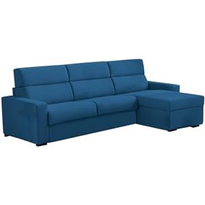 Talamo Italia -Divano letto con penisola Zosima, Sofà angolare trasformabile per salotto, imbottito, sfoderabile, Qualità 100% Made in Italy, 280x160 h100 cm, Blu