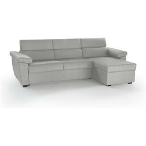 Talamo Italia -Divano letto con penisola Quinzia, Sofà angolare trasformabile per salotto, imbottito, sfoderabile, 100% Made in Italy, 285x160 h100 cm, Grigio chiaro