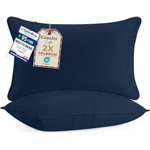 Utopia Bedding Cuscini Letto (Set di 2), 40 x 80 cm Guanciali Letto Coppia, 3D Fibra di Poliestere (Blu Navy)