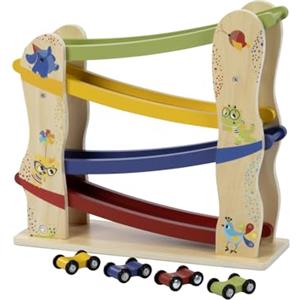 Tiny Love Pista Macchinine Legno, Piste Macchinine per Bambini con 4 Macchinine in Legno, Capacità Motorie Fini, Sviluppo Cognitivo, Design Naturale, 18+ Mesi, Collezione Born To Party